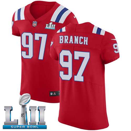 Nike New England Patriots #97 Alan Branch Red Alternate Super Bowl LII Men's Stitched NFL Vapor Untouchable Elite Jersey