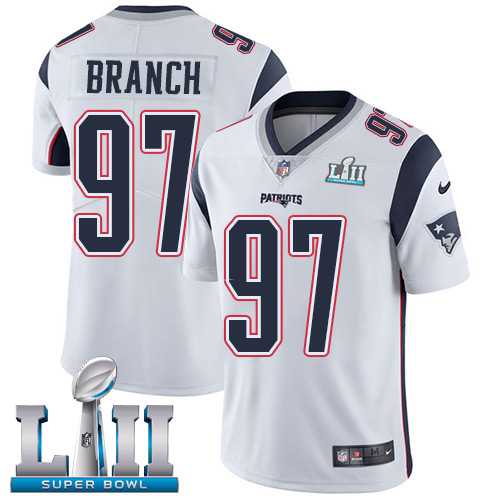 Nike New England Patriots #97 Alan Branch White Super Bowl LII Men's Stitched NFL Vapor Untouchable Limited Jersey