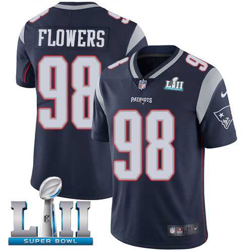 Nike New England Patriots #98 Trey Flowers Navy Blue Team Color Super Bowl LII Men's Stitched NFL Vapor Untouchable Limited Jersey