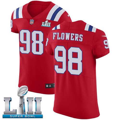 Nike New England Patriots #98 Trey Flowers Red Alternate Super Bowl LII Men's Stitched NFL Vapor Untouchable Elite Jersey