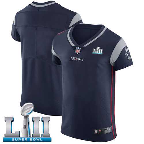 Nike New England Patriots Blank Navy Blue Team Color Super Bowl LII Men's Stitched NFL Vapor Untouchable Elite Jersey