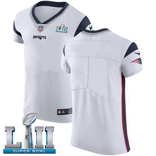 Nike New England Patriots Blank White Super Bowl LII Men's Stitched NFL Vapor Untouchable Elite Jersey