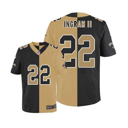 Nike New Orleans Saints #22 Mark Ingram II Black Gold Men's Stitched NFL Elite Split Jersey