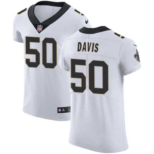 Nike New Orleans Saints #50 DeMario Davis White Men's Stitched NFL Vapor Untouchable Elite Jersey