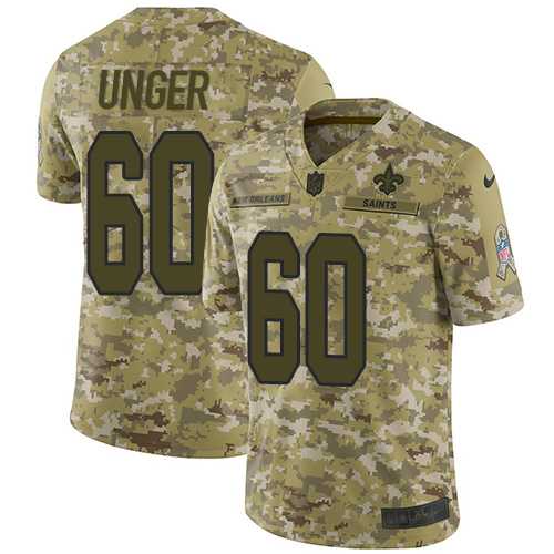 Nike New Orleans Saints #60 Max Unger Camo Men's Stitched NFL Limited 2018 Salute To Service Jersey