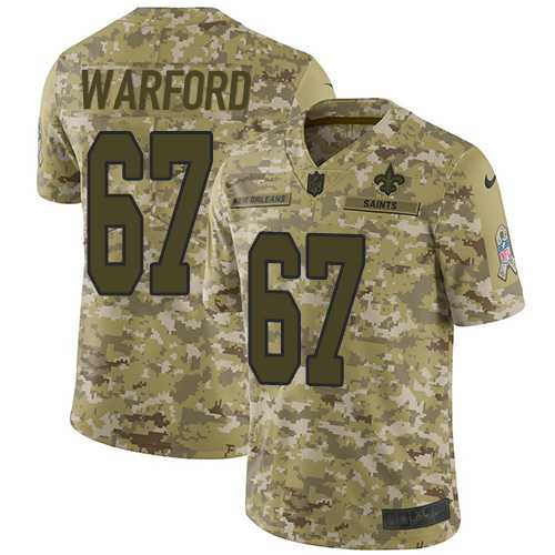 Nike New Orleans Saints #67 Larry Warford Camo Men's Stitched NFL Limited 2018 Salute To Service Jersey