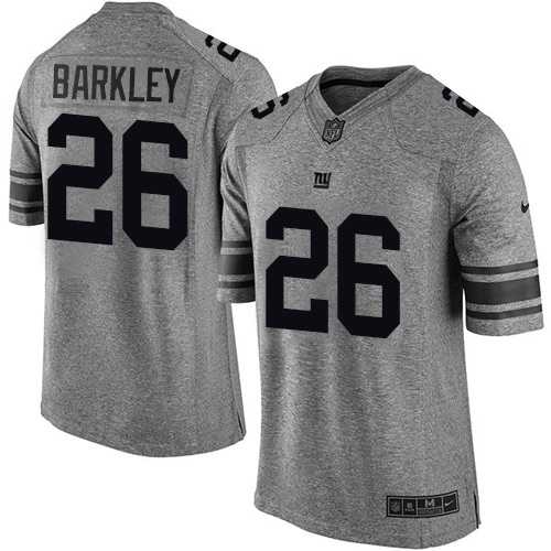 Nike New York Giants #26 Saquon Barkley Gray Men's Stitched NFL Limited Gridiron Gray Jersey