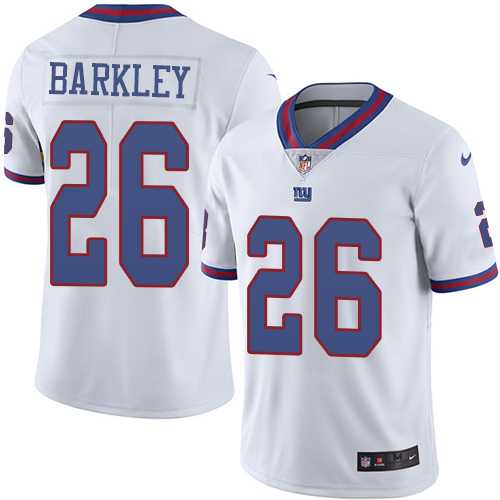 Nike New York Giants #26 Saquon Barkley White Men's Stitched NFL Limited Rush Jersey