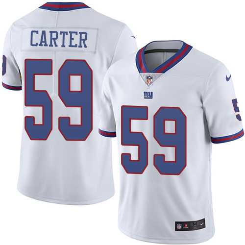 Nike New York Giants #59 Lorenzo Carter White Men's Stitched NFL Limited Rush Jersey