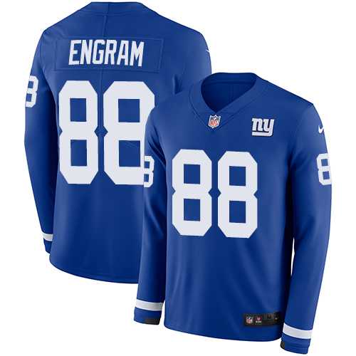 Nike New York Giants #88 Evan Engram Royal Blue Team Color Men's Stitched NFL Limited Therma Long Sleeve Jersey