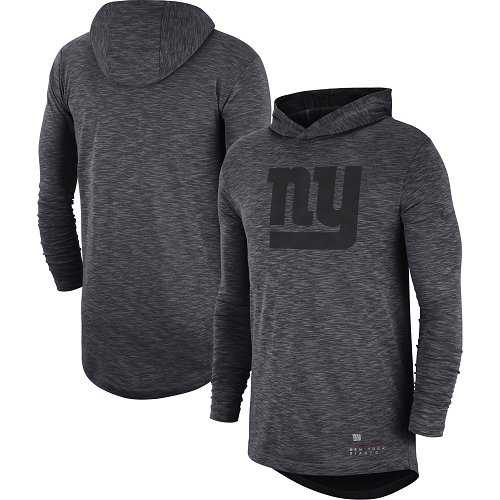 Nike New York Giants Heathered Charcoal Fan Gear Tonal Slub Hooded Long Sleeve T-Shirt