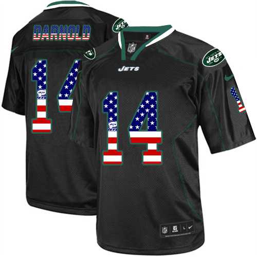 Nike New York Jets #14 Sam Darnold Black Men's Stitched NFL Elite USA Flag Fashion Jersey