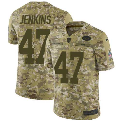 Nike New York Jets #47 Jordan Jenkins Camo Men's Stitched NFL Limited 2018 Salute To Service Jersey