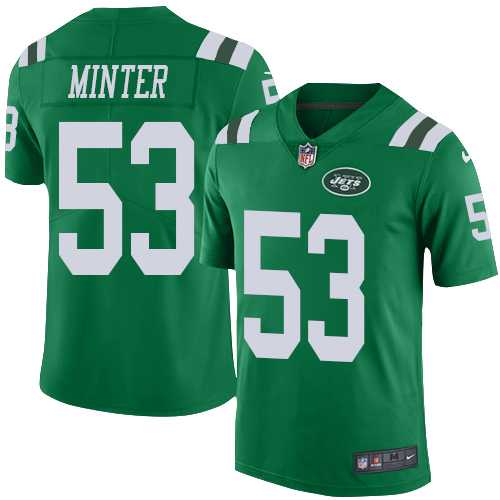 Nike New York Jets #53 Kevin Minter Green Men's Stitched NFL Limited Rush Jersey