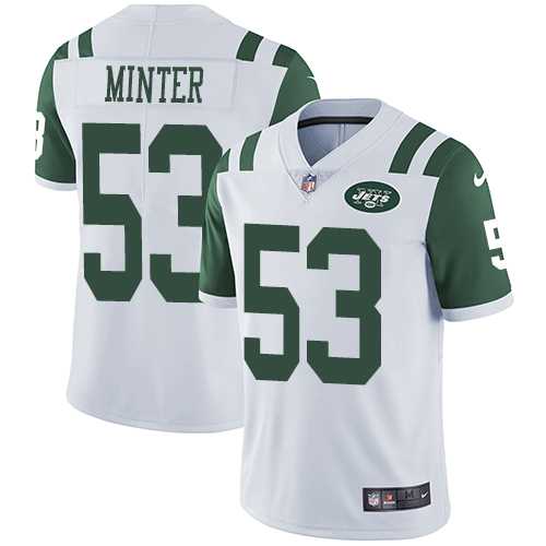 Nike New York Jets #53 Kevin Minter White Men's Stitched NFL Vapor Untouchable Limited Jersey Nike New York Jets #53 Kevin Minter White Men's Stitched NFL Vapor Untouchable Limited Jersey