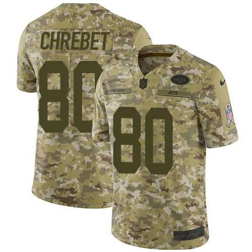 Nike New York Jets #80 Wayne Chrebet Camo Men's Stitched NFL Limited 2018 Salute To Service Jersey