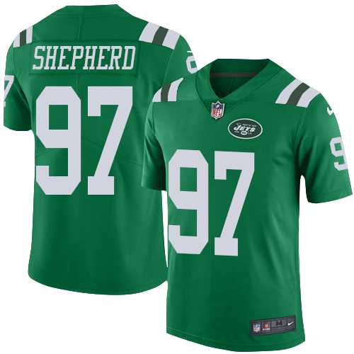 Nike New York Jets #97 Nathan Shepherd Green Men's Stitched NFL Limited Rush Jersey