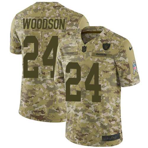 Nike Oakland Raiders #24 Charles Woodson Camo Men's Stitched NFL Limited 2018 Salute To Service Jersey