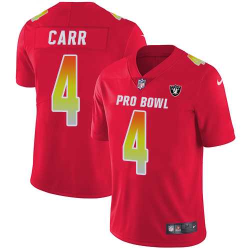Nike Oakland Raiders #4 Derek Carr Red Men's Stitched NFL Limited AFC 2018 Pro Bowl Jersey