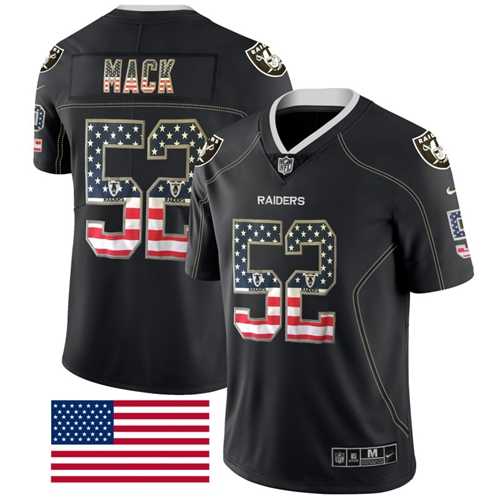 Nike Oakland Raiders #52 Khalil Mack Black Men's Stitched NFL Limited Rush USA Flag Jersey