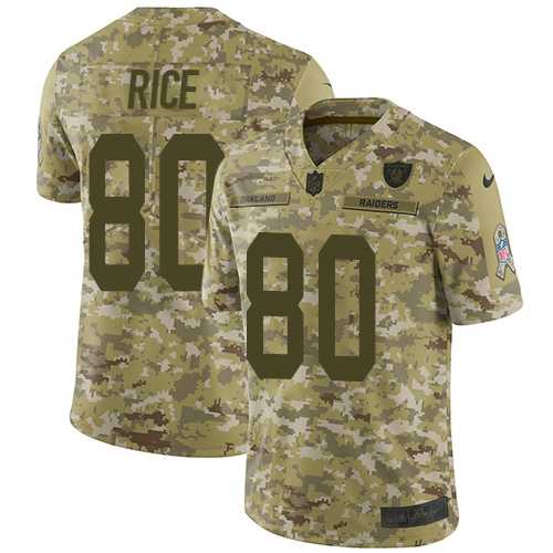 Nike Oakland Raiders #80 Jerry Rice Camo Men's Stitched NFL Limited 2018 Salute To Service Jersey
