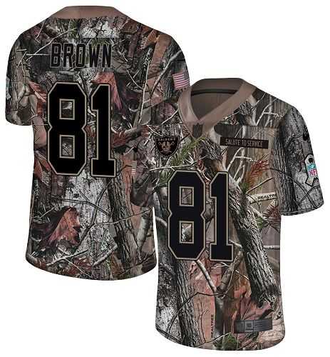 Nike Oakland Raiders #81 Tim Brown Camo Men's Stitched NFL Limited Rush Realtree Jersey