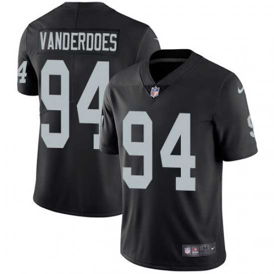 Nike Oakland Raiders #94 Eddie Vanderdoes Men's Limited Black Team Color Jersey