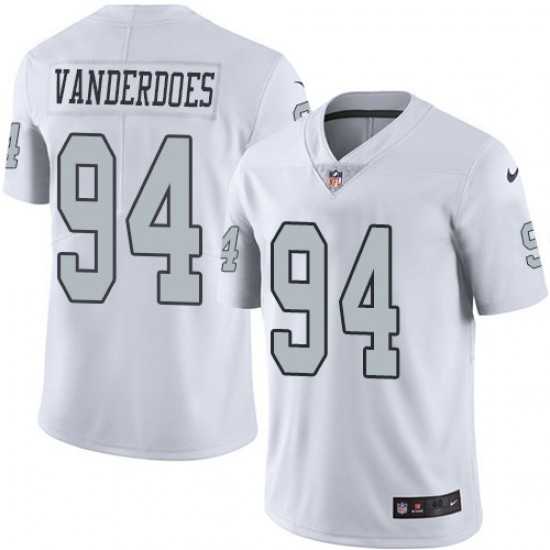 Nike Oakland Raiders #94 Eddie Vanderdoes White Men's Stitched NFL Limited Rush Jersey