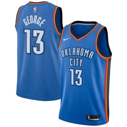 Nike Oklahoma City Thunder #13 Paul George Blue NBA Swingman Icon Edition Jersey