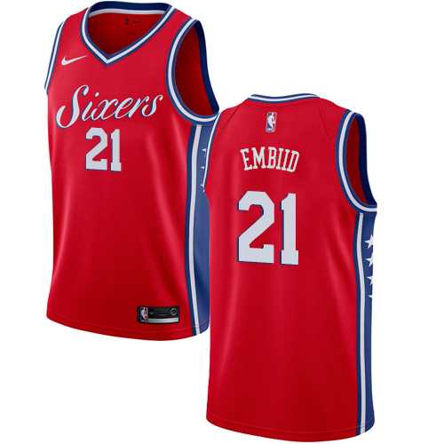 Nike Philadelphia 76ers #21 Joel Embiid Red NBA Swingman Statement Edition Jersey