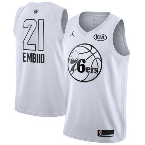 Nike Philadelphia 76ers #21 Joel Embiid White NBA Jordan Swingman 2018 All-Star Game Jersey