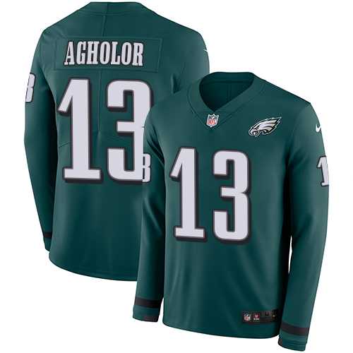 Nike Philadelphia Eagles #13 Nelson Agholor Midnight Green Team Color Men's Stitched NFL Limited Therma Long Sleeve Jersey