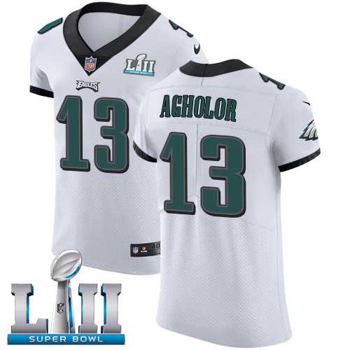 Nike Philadelphia Eagles #13 Nelson Agholor White Super Bowl LII Men's Stitched NFL Vapor Untouchable Elite Jersey