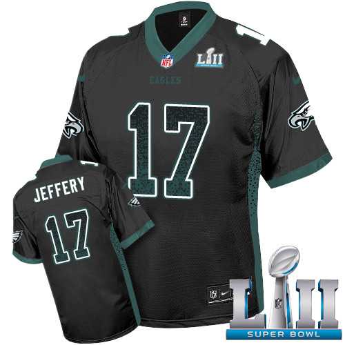 Nike Philadelphia Eagles #17 Alshon Jeffery Black Alternate Super Bowl LII Men's Stitched NFL Elite Drift Fashion Jersey