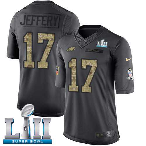Nike Philadelphia Eagles #17 Alshon Jeffery Black Super Bowl LII Men's Stitched NFL Limited 2016 Salute To Service Jersey