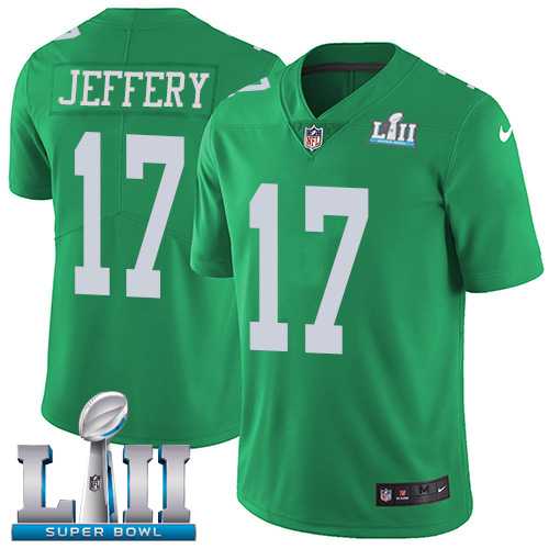 Nike Philadelphia Eagles #17 Alshon Jeffery Green Super Bowl LII Men's Stitched NFL Limited Rush Jersey