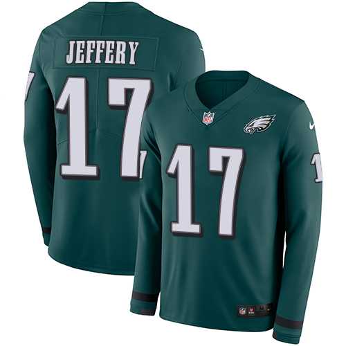 Nike Philadelphia Eagles #17 Alshon Jeffery Midnight Green Team Color Men's Stitched NFL Limited Therma Long Sleeve Jersey
