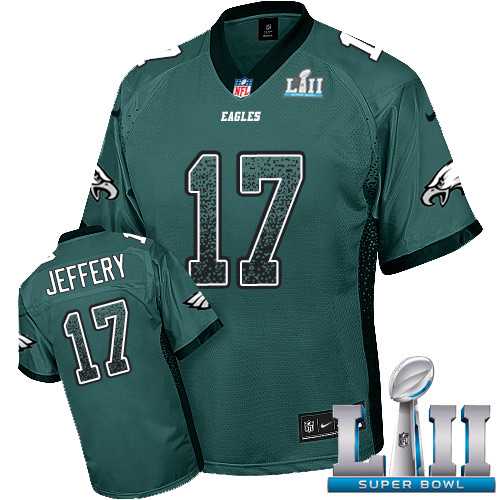 Nike Philadelphia Eagles #17 Alshon Jeffery Midnight Green Team Color Super Bowl LII Men's Stitched NFL Elite Drift Fashion Jersey