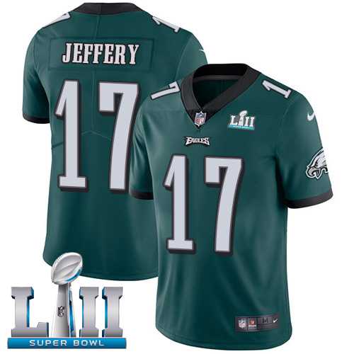 Nike Philadelphia Eagles #17 Alshon Jeffery Midnight Green Team Color Super Bowl LII Men's Stitched NFL Vapor Untouchable Limited Jersey