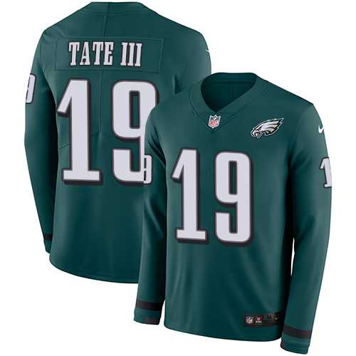 Nike Philadelphia Eagles #19 Golden Tate III Midnight Green Team Color Men's Stitched NFL Limited Therma Long Sleeve Jersey
