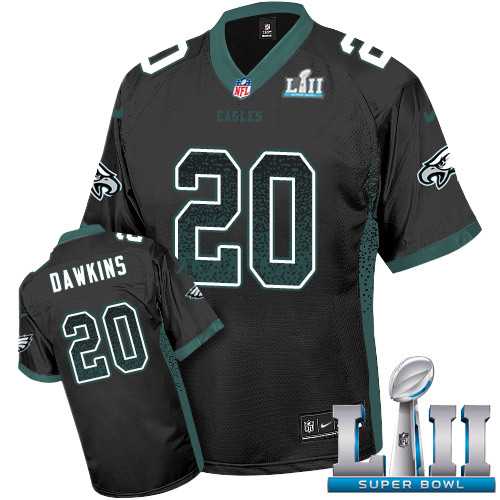 Nike Philadelphia Eagles #20 Brian Dawkins Black Alternate Super Bowl LII Men's Stitched NFL Elite Drift Fashion Jersey
