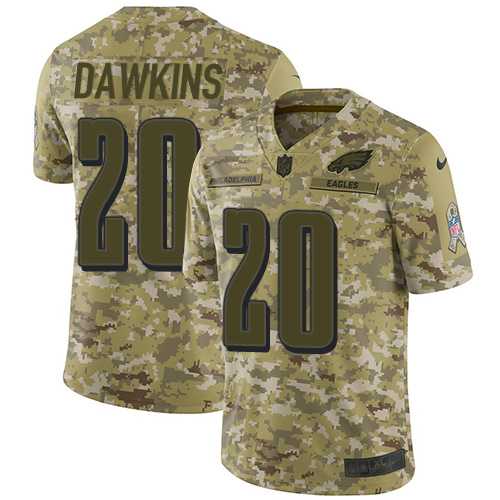 Nike Philadelphia Eagles #20 Brian Dawkins Camo Men's Stitched NFL Limited 2018 Salute To Service Jersey