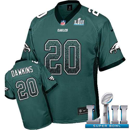 Nike Philadelphia Eagles #20 Brian Dawkins Midnight Green Team Color Super Bowl LII Men's Stitched NFL Elite Drift Fashion Jersey
