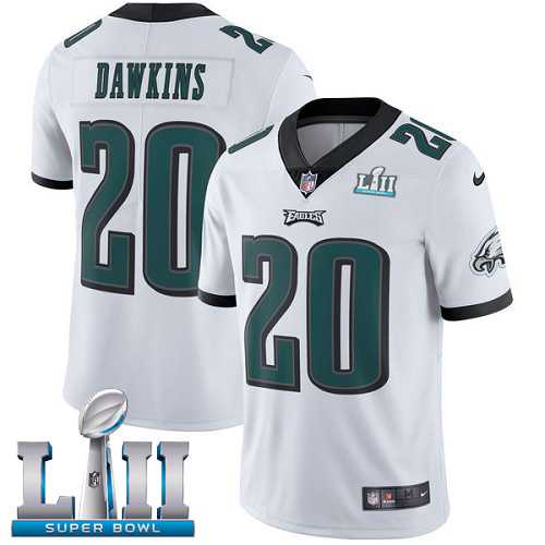 Nike Philadelphia Eagles #20 Brian Dawkins White Super Bowl LII Men's Stitched NFL Vapor Untouchable Limited Jersey