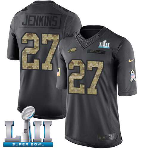 Nike Philadelphia Eagles #27 Malcolm Jenkins Black Super Bowl LII Men's Stitched NFL Limited 2016 Salute To Service Jersey