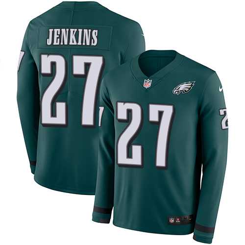 Nike Philadelphia Eagles #27 Malcolm Jenkins Midnight Green Team Color Men's Stitched NFL Limited Therma Long Sleeve Jersey