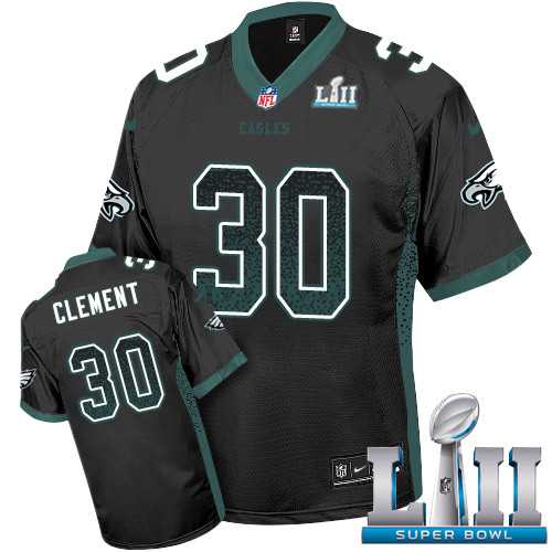 Nike Philadelphia Eagles #30 Corey Clement Black Alternate Super Bowl LII Men's Stitched NFL Elite Drift Fashion Jersey