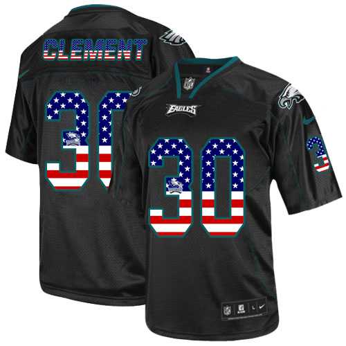 Nike Philadelphia Eagles #30 Corey Clement Black Men's Stitched NFL Elite USA Flag Fashion Jersey