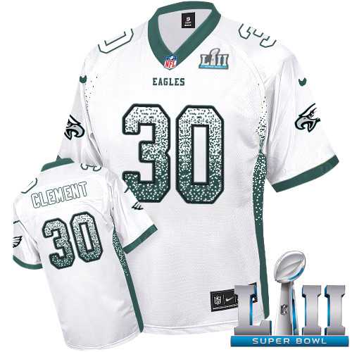 Nike Philadelphia Eagles #30 Corey Clement White Super Bowl LII Men's Stitched NFL Elite Drift Fashion Jersey