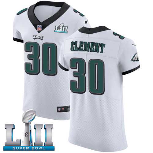 Nike Philadelphia Eagles #30 Corey Clement White Super Bowl LII Men's Stitched NFL Vapor Untouchable Elite Jersey